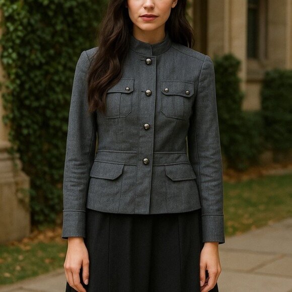 VTG Express Design Studio Military Inspired Utilitycore Jacket Gray Size 4 - Picture 10 of 11